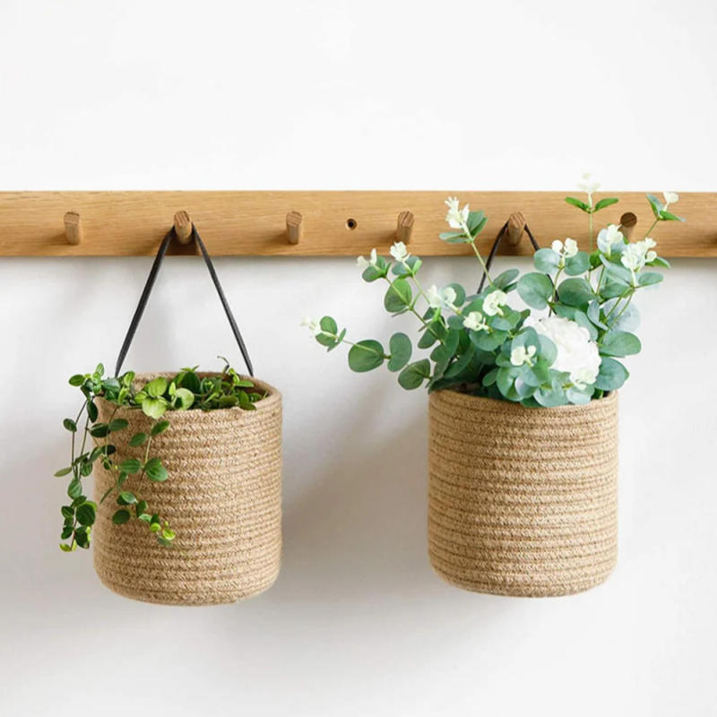 Description Picture 4 of itemWall Hanging Flower Basket Pot Woven Cotton Planter Home Storage Baskets For Kitchen Tableware Bathroom Sundries Organizer