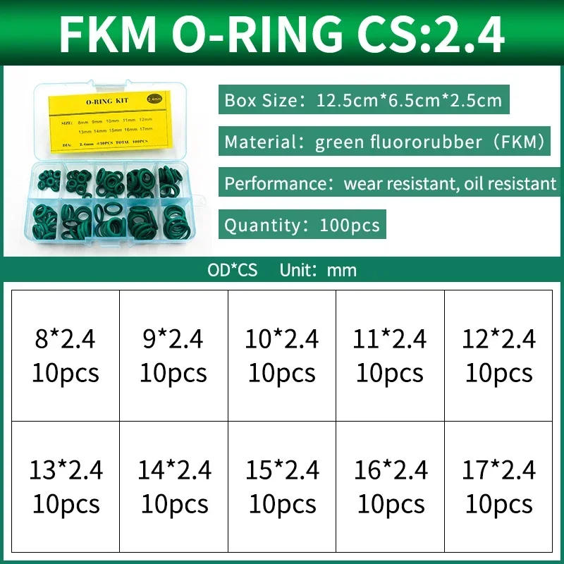 Description Picture 5 of itemBoxcs2.4mm Boxcs3.1mm boxed nitrile silicone fluorine rubber repair kit sealing waterproof combination kit gasket o-ring faucet