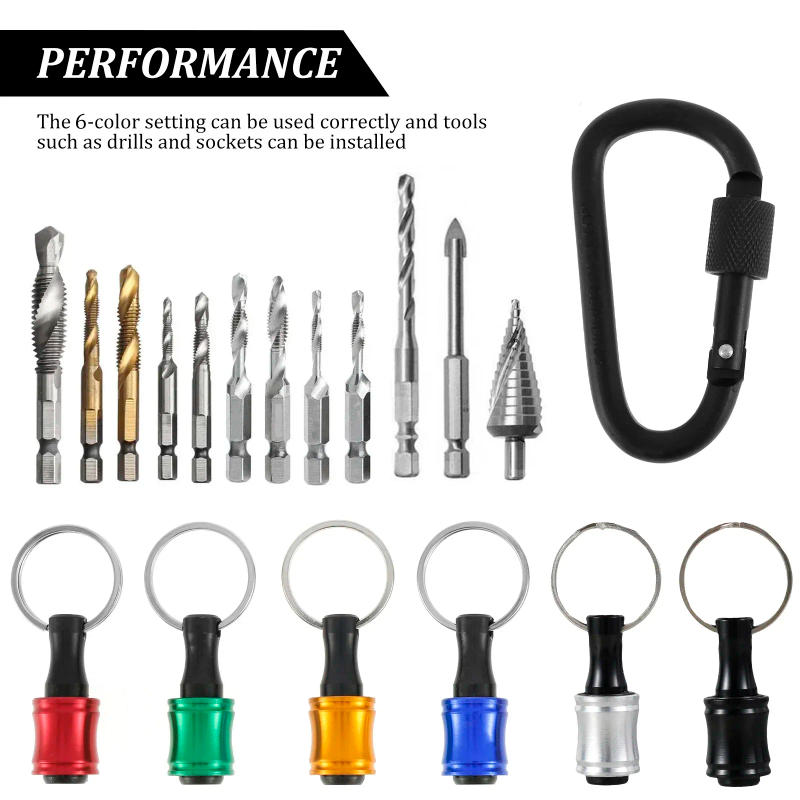 Description Picture 3 of item18Pcs 1/4in Hex Shank Screwdriver Change Handheld Screwdrivers Bits Holder Extension Bar Drill Keychain Screw Adapter Drill