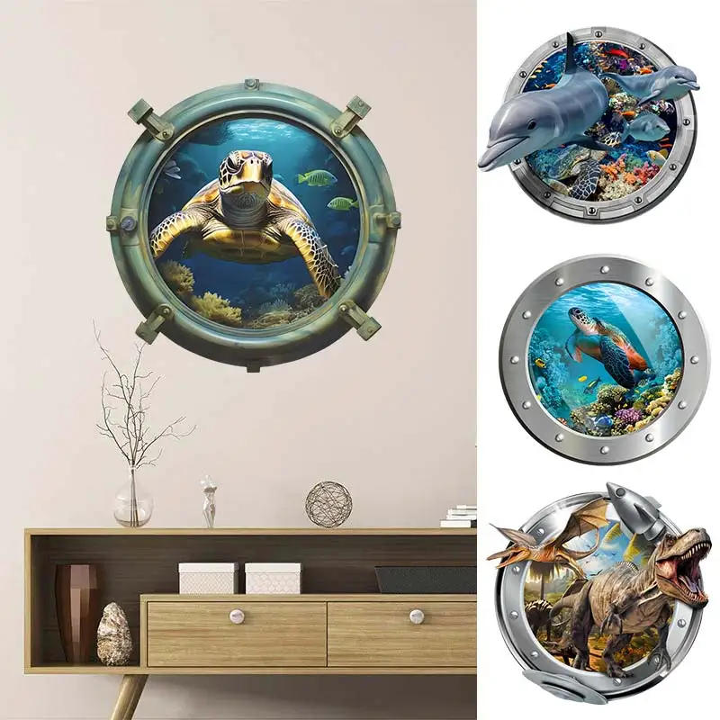 Description Picture 3 of itemSea life Shark Animal Fish Submarine Window Wall Stickers Bathroom Toilet Decor Living Room Cabinet Refrigerator Home Decoration