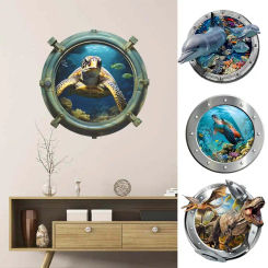 Sea life Shark Animal Fish Submarine Window Wall Stickers Bathroom Toilet Decor Living Room Cabinet Refrigerator Home Decoration