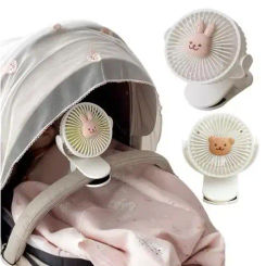Babys Cart Stroller Fan Cute Bear Rabbit Portable Oscillating Stroller Fan Baby Fan For Home 3 Speeds Portable Outdoor Fan Clips