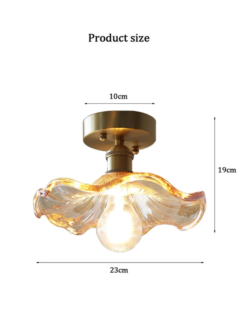 Description Picture 4 of itemLotus leaf ceiling lights porch light Nordic simple restaurant lamp foyer balcony corridor light glass lampshade LED E27