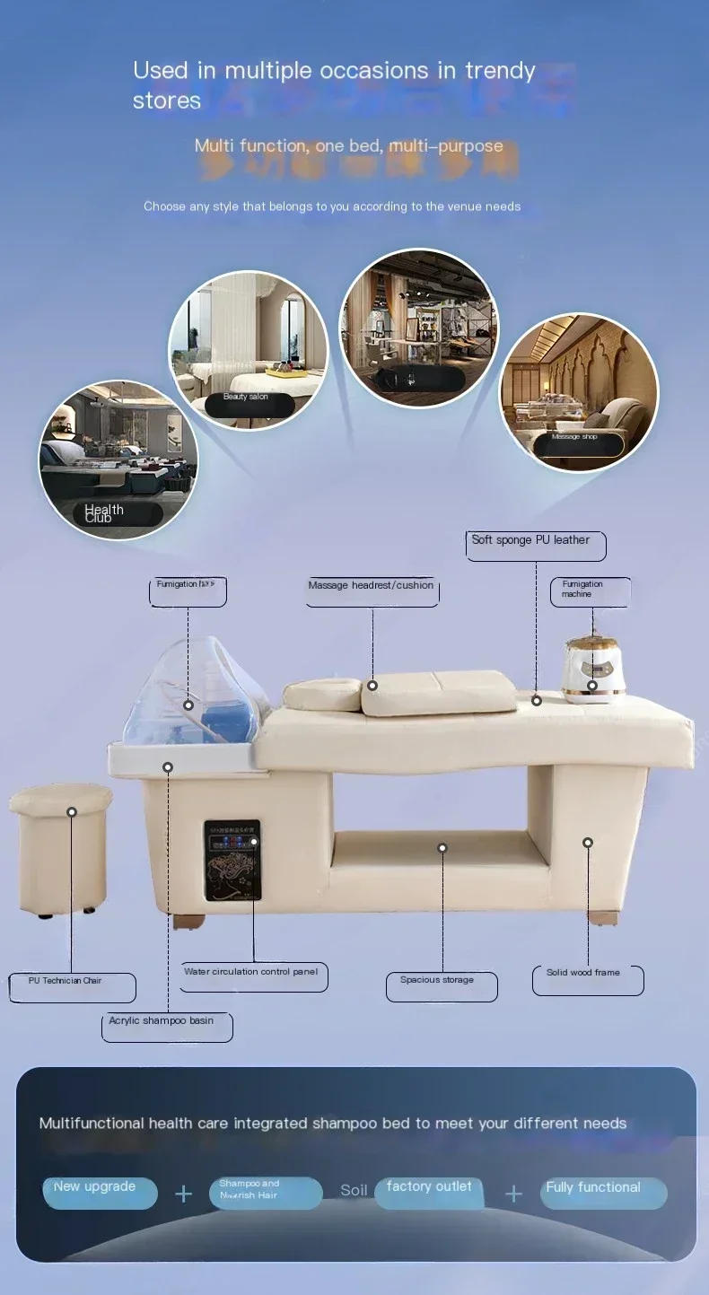 Description Picture 4 of itemJapanese Shampoo Chair Head Spa Fumigation Water Circulation Hair Salon Equipments Chair Lettino Massaggio Furniture MQ50SC