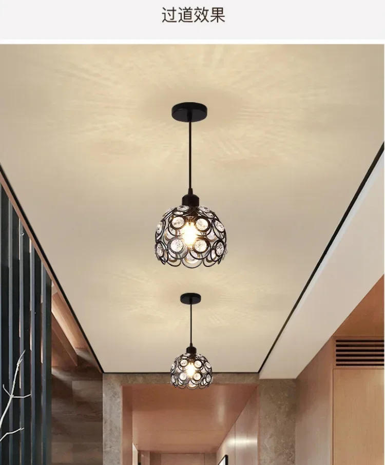 Description Picture 6 of item2024 New American Exquisite Corridor Aisle Ceiling Lamp American Clothing Store Cashier Entrance Single Head Crystal Chandelier