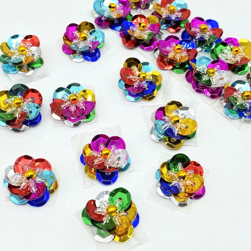 Description Picture 3 of item10pcs 18mm Sequin Flowers Handmade Sewing Flat Back Patches DIY Wedding Crafts Shoes Bags Garment Accessory Matte #RoLi
