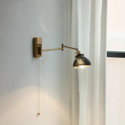 Industrial Foldable Telescopic Swing Arm Wall Lamp with Pull Switch Led E27 Home Docor Loft Bedside Bedroom Reading Study Coffee