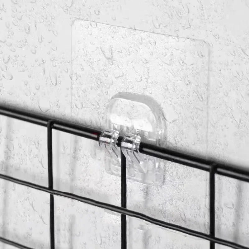 Description Picture 4 of item1-10Pcs Shelf Fixed Hooks Wall Storage Rack Transparent Hanging Hook Strong Self-Adhesive Snap Bathroom Kitchen Organizer Gadget