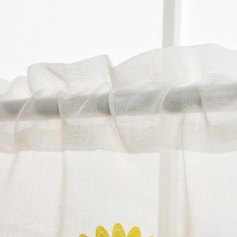 Description Picture 6 of itemSheer Valance Curtain, Ribbon Leaf Embroidery Window Treatment Voile Valances for Small Window/Kitchen, 39.4x19.7 inch, 1 Panel