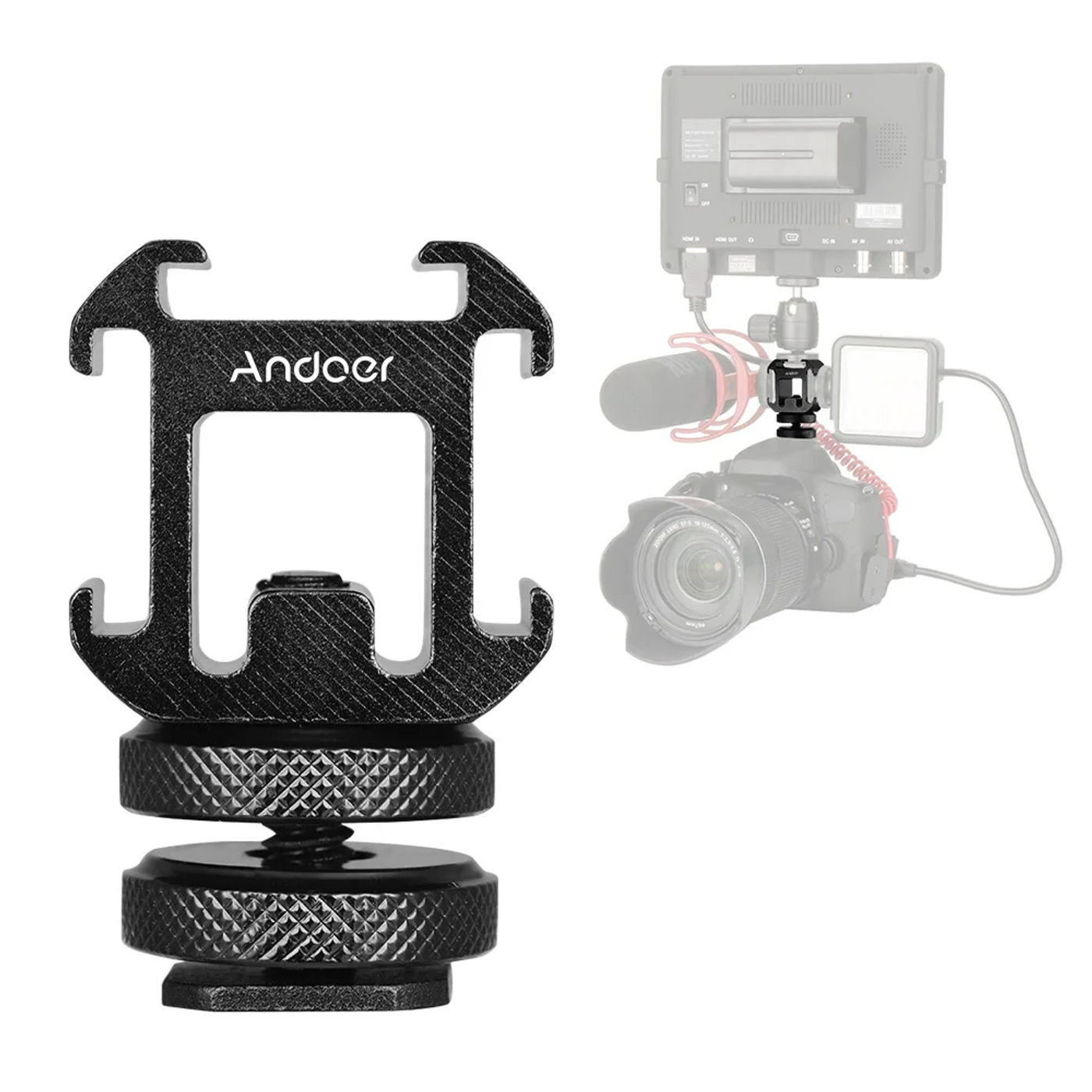 Description Picture 5 of itemAndoer 3 Cold Shoe Mount Adapter On-Camera Mount Adapter for DSLR Camera for LED Video Light Microphone Monitor