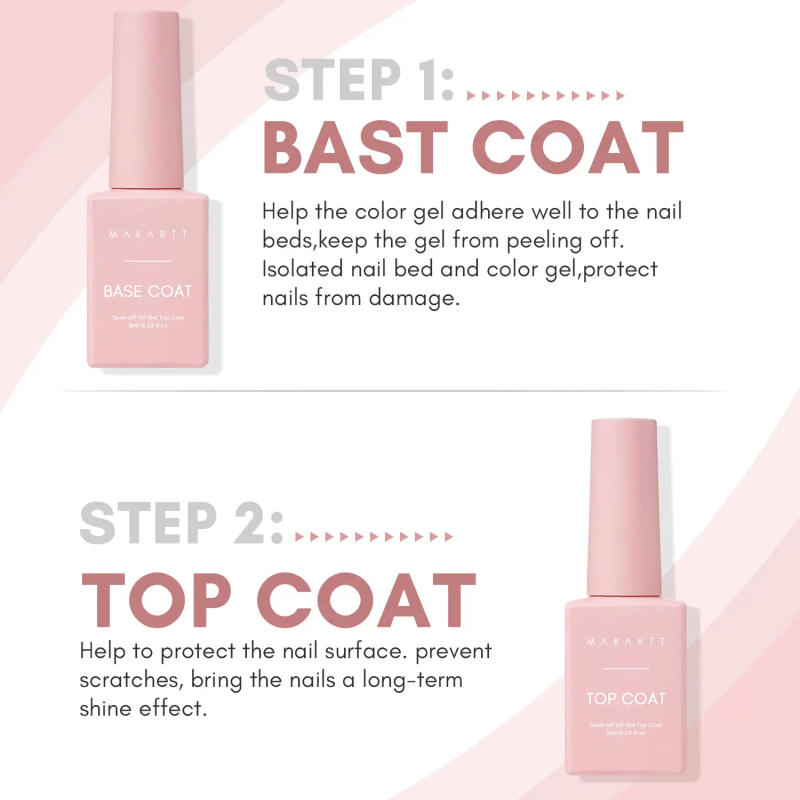 Description Picture 5 of itemMakartt No Wipe Top Coat and Base Coat Kit, Clear Gloss Shiny Stain Resistant General Gel Top Coat Nail Polish UV and Primer