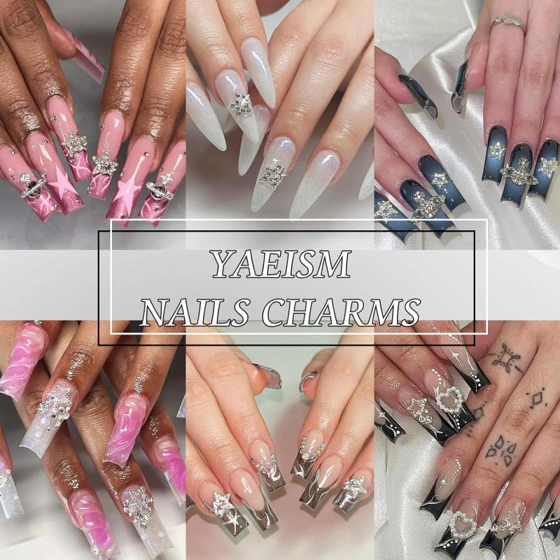 Description Picture 5 of item30PCS Star Nail Charms 3D Alloy Nail Art Charms 4 Styles Silver Stars Nail Rhinestones Crystal Pentagram Nail Gems for DIY Craft