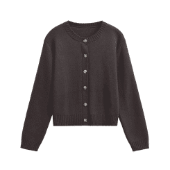 PB&ZA Versatile Simple Round Neck Long Sleeve Loose Knitted Cardigan 2024 Autumn New Women's Clothing