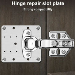 2/10Sets Hinge Repair Plate Kitchen Cabinet Door Hinges Mounting Plate with Screw Flat Fixing Brackets Furniture Hardware Tools