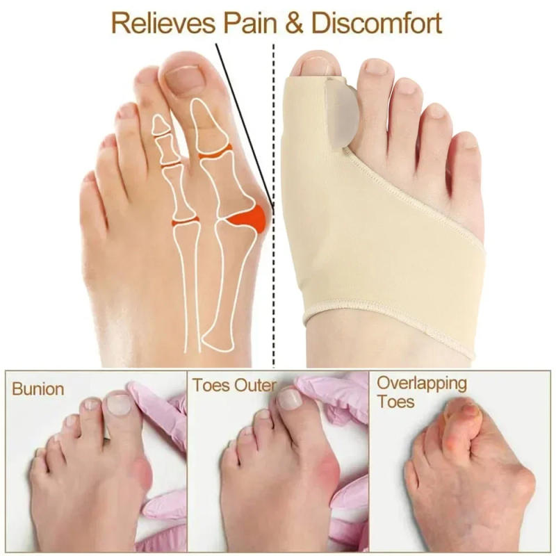 Description Picture 4 of item1Pair Toe Separator Hallux Valgus Bunion Corrector Hammer Toe Straightener Foot Pain Relief Orthopedic Pedicure Tools Foot Care