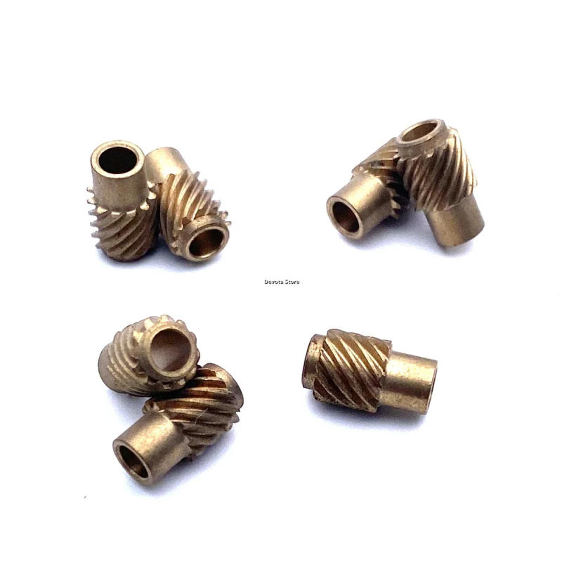 Description Picture 3 of item0.4M 12T 4MM Copper 45-Degree Staggered Helical Copper Model Accessories 90° Right-Angle Turning Gear