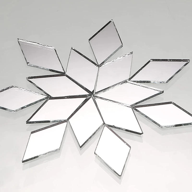 Description Picture 3 of itemNew 100PCS Glass Mirror Mosaic Tiles Bulk Diamond Rhombus Shape DIY Craft Handcrafted Accessory Home Wall Artwork Decor Supplies