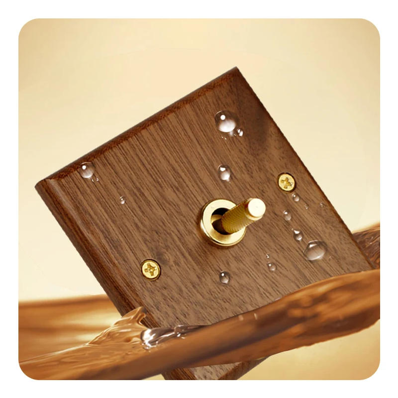 Description Picture 2 of itemAvoir Black Walnut Wood Wall Light Switch Electrical Socket With Usb Retro Lever Toggle Switch 220V LED Dimmer Switch Brightness