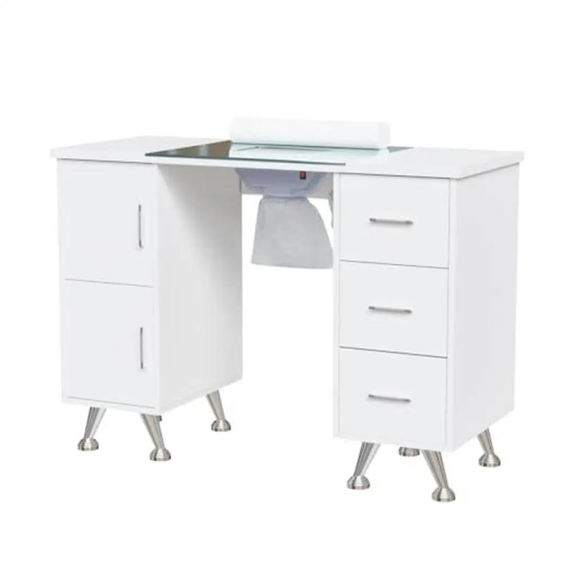 Description Picture 2 of itemNail Desk with Glass Top & Dust Collector Salon Workstation Storage Beauty Table Ergonomic Design Multi-use Manicure Desk