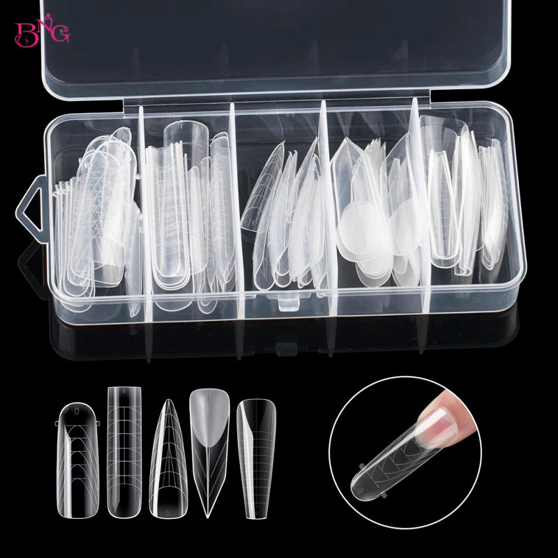 Description Picture 3 of itemBNG 60/75pcs Nail Extension Form Tips Clear Poly Nail Gel Acrylic Nails Mold with Scale Dual Forms System Manicure Tools 5 Types