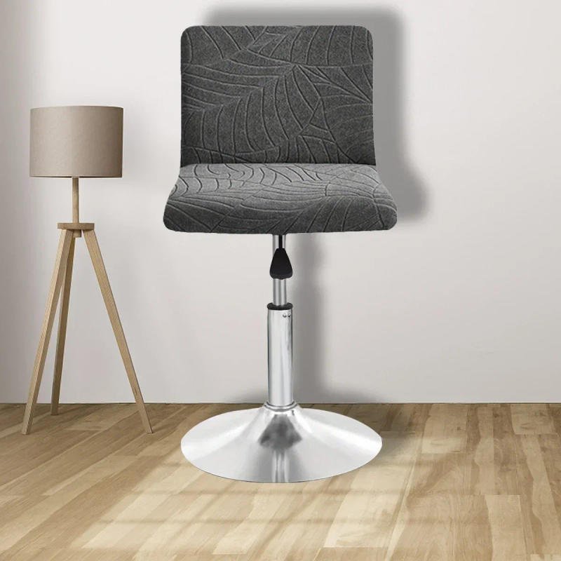 Description Picture 4 of item1/6pcs Water Resistant Leaf Texture Jacquard Stretch Bar Stool Chair Cover Spandex Washable Soft Short Back Chair Covers