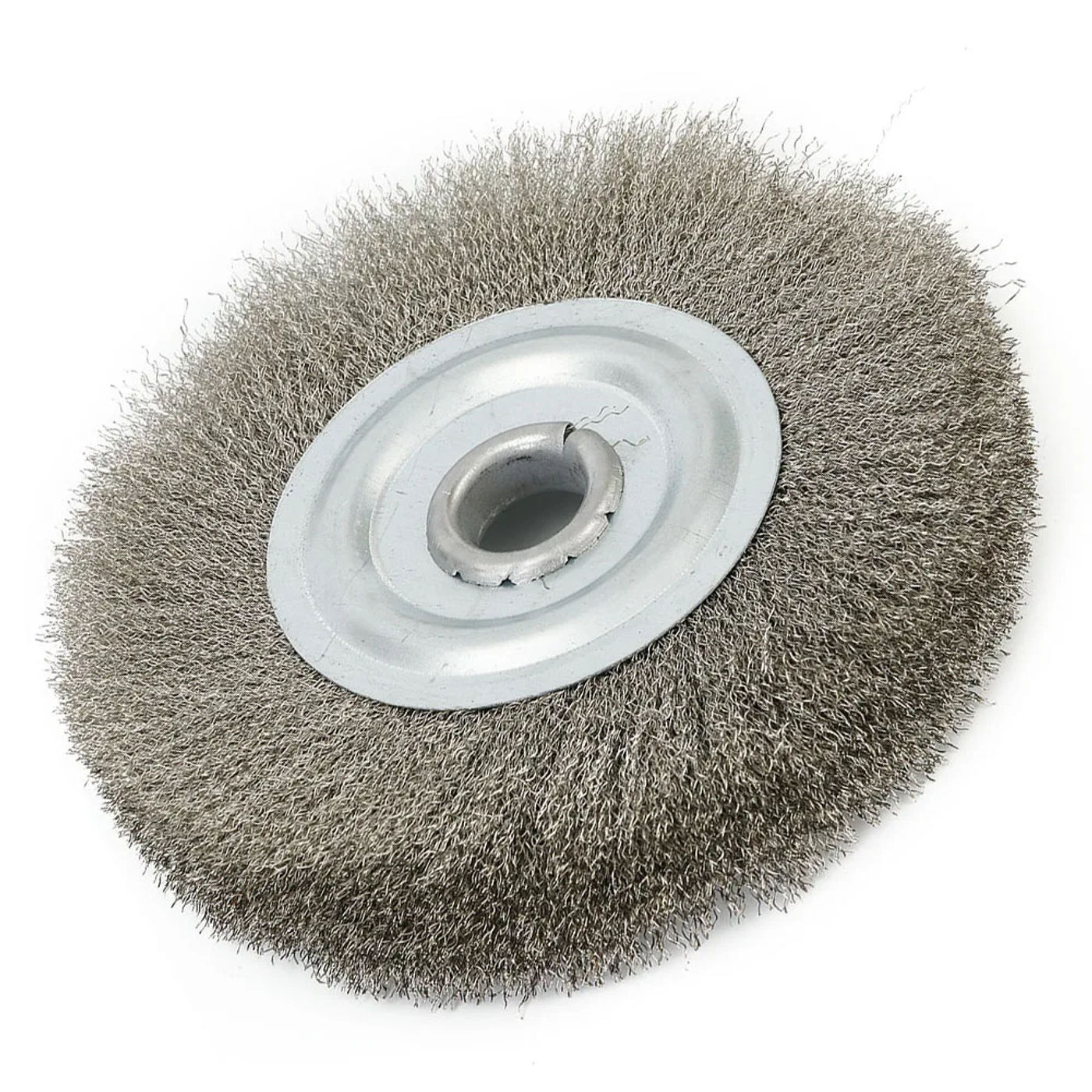 Description Picture 3 of itemCrimped Stainless Steel Wire Wheel Brush 5inch Diameter Moderate Hardness Efficient Cleaning For Deburring And Polishing