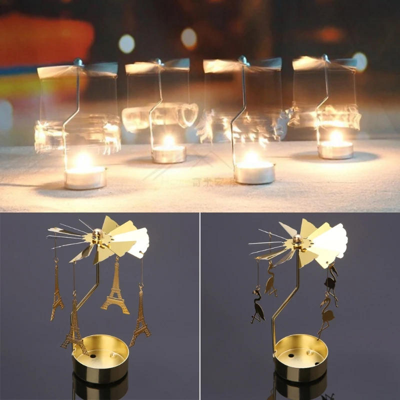 Description Picture 4 of itemSpinning Candle Holder Rotary Light Holders Christmas Table Decoration Tray Revolving Candlesticks for Wedding Holiday