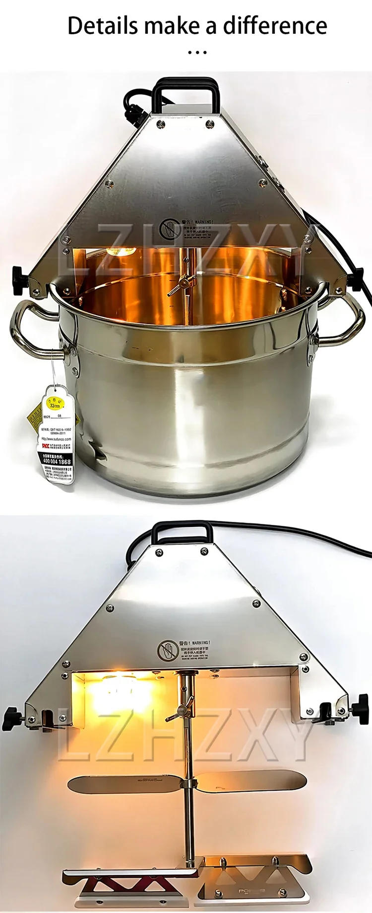 Description Picture 3 of itemFood Stirrer Pot 10L Stir-fry Machine Food Jam Sauce Mixing Wok 220V Automatic Stir Fry Machine