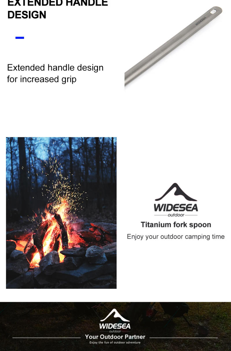 Description Picture 5 of itemWidesea Camping Titanium Spork  Spoon Outdoor Lightweight Fork Tableware Portable Picnic Hiking Travelling Ultralight Dinnerware