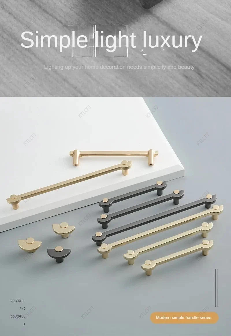 Description Picture 2 of itemNew Chinese Gold Wardrobe Door Small Handle Modern Minimalist Drawer Cabinet Handle Nordic Light Luxury Copper Brushed Handle