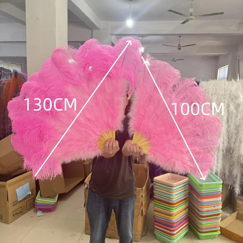 Description Picture 2 of itemLarge 130CM 100CM Natural Ostrich Feather Fan Decorate Halloween Wedding Party Decoration Belly Dance Fan DIY Plumas Fan Bars