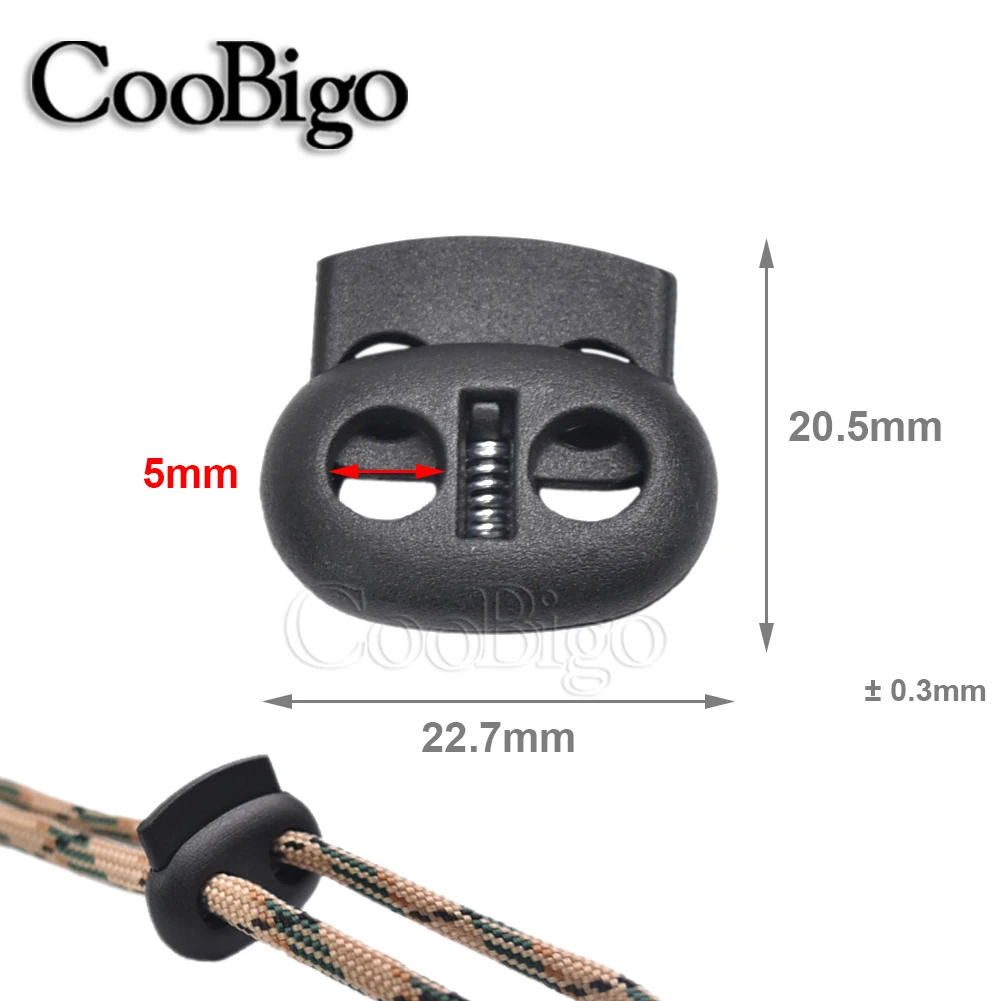 Description Picture 3 of item100pcs Plastic Cord Lock Stopper Shoelace Clip Toggle Retainer for Paracord Lanyard Rope Clothes Craft Accessories Free Shipping
