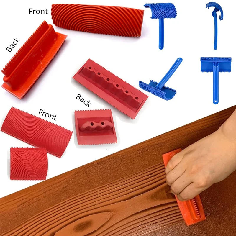 Description Picture 4 of item6Pcs 7 Inch Graining Painting Tool Wood Texture Paint Roller Wood Pattern Tools For Wall Room Art Wood Grain Tool Set