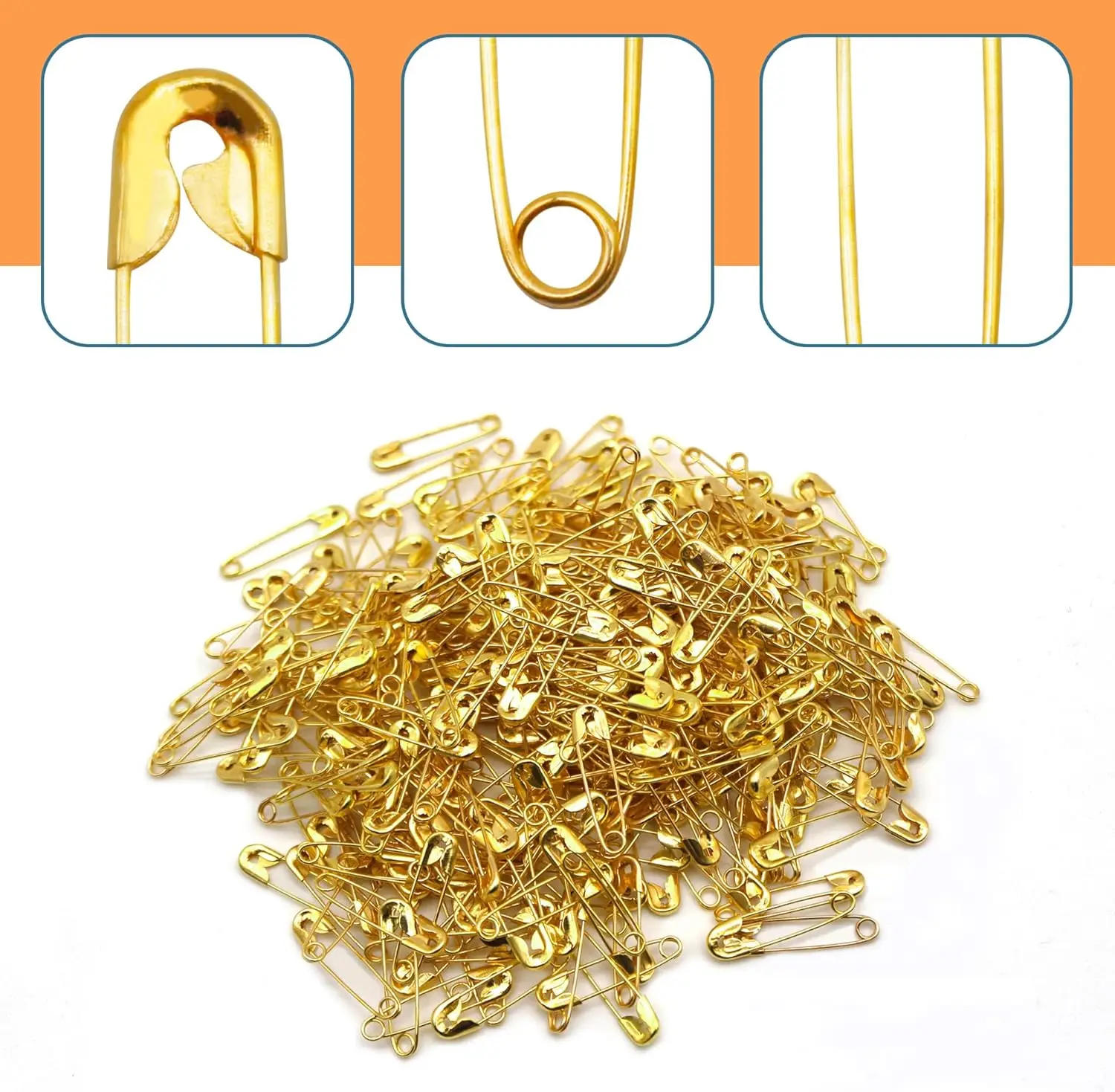 Description Picture 3 of item100/50Pcs Safety Pins 19/22/27/32/38/45/55mm Rust Resistant Nickel Plated Steel Safety Pins For Fabric Craft Garment Hang Tag