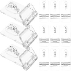 12 Sets Acrylic Hinge and Buckle Transparent Lock Padlock Hasp Latches Cabinet Hinges