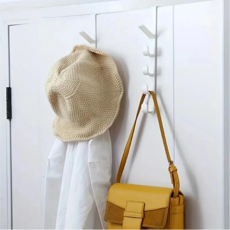 Description Picture 2 of itemBedroom Door Hanger Clothes Hanging Rack Over The Door Plastic Home Storage Organization Hooks, Purse Holder For Bags Rails