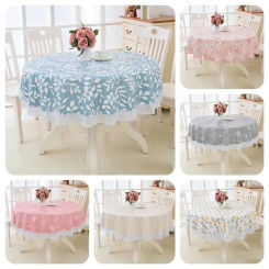 Flower  Round Table Cloth Waterproof Pastoral PVC Plastic Kitchen Tablecloth Oilproof Decorative Elegant Fabric Table Cover
