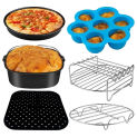 6Pieces Air Fryer Reusable Non-Stick Air Fryer Silicone Mould Square Cake Bucket