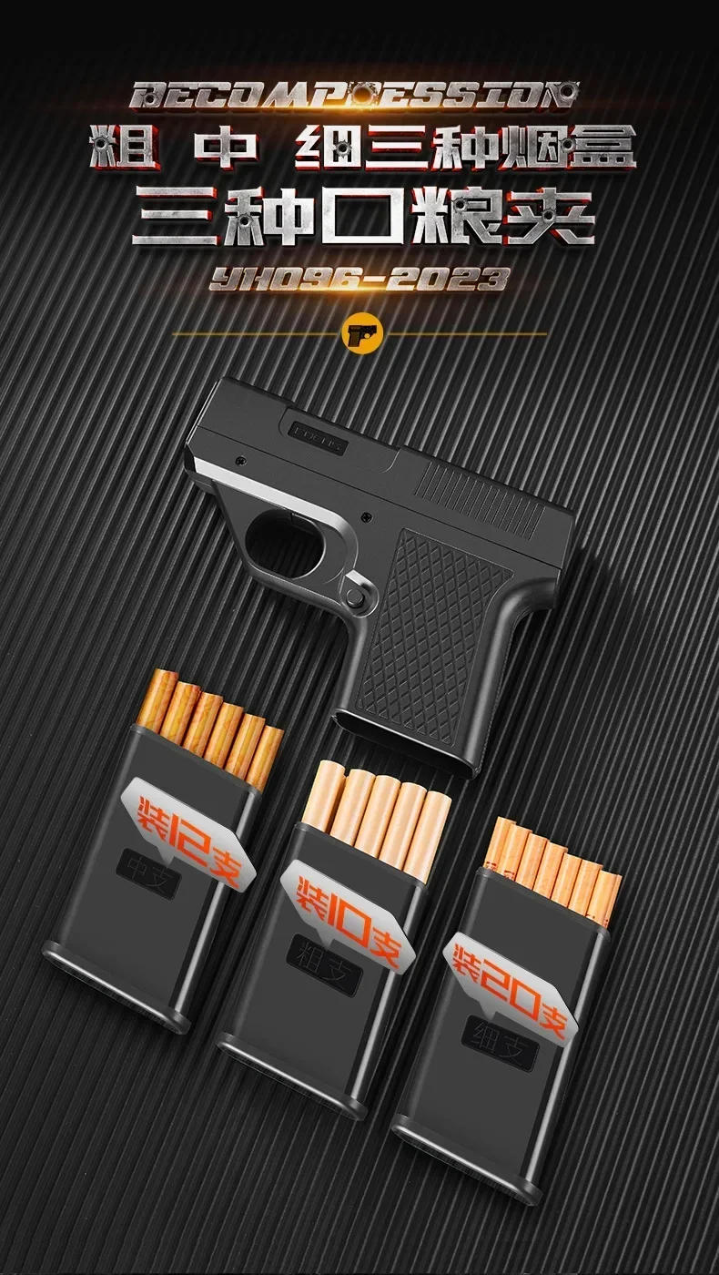 Description Picture 3 of item2023 New Clip Gun Type Butane Gas Lighter Three Capacity Cigarette Holder Windproof Jet Blue Flame Lighters Men's Gifts (NO GAS)