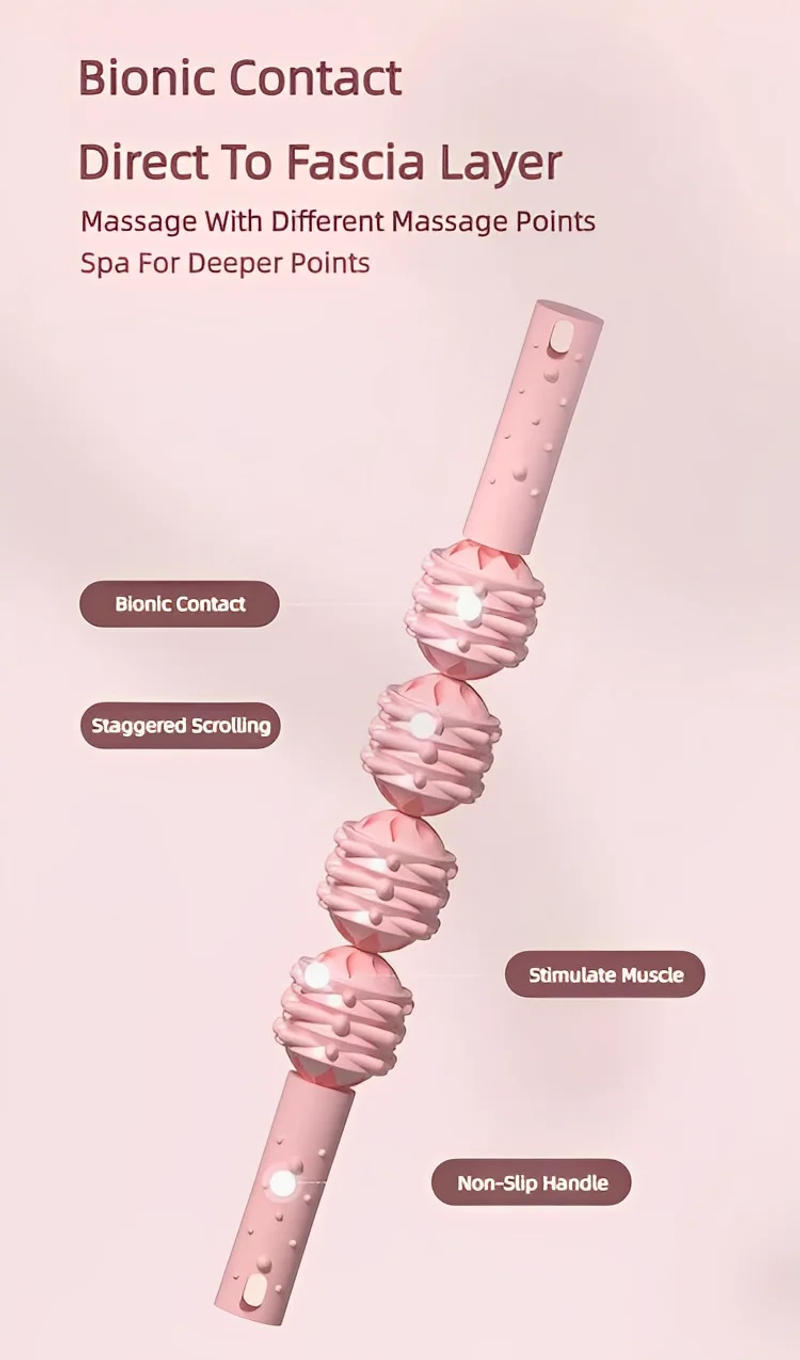 Description Picture 6 of item4 Ball Roller Muscles Massage Stick Relaxation Yoga Fitness Wolf Tooth Fascia For Calves Thighs Quadriceps Arms Forearms