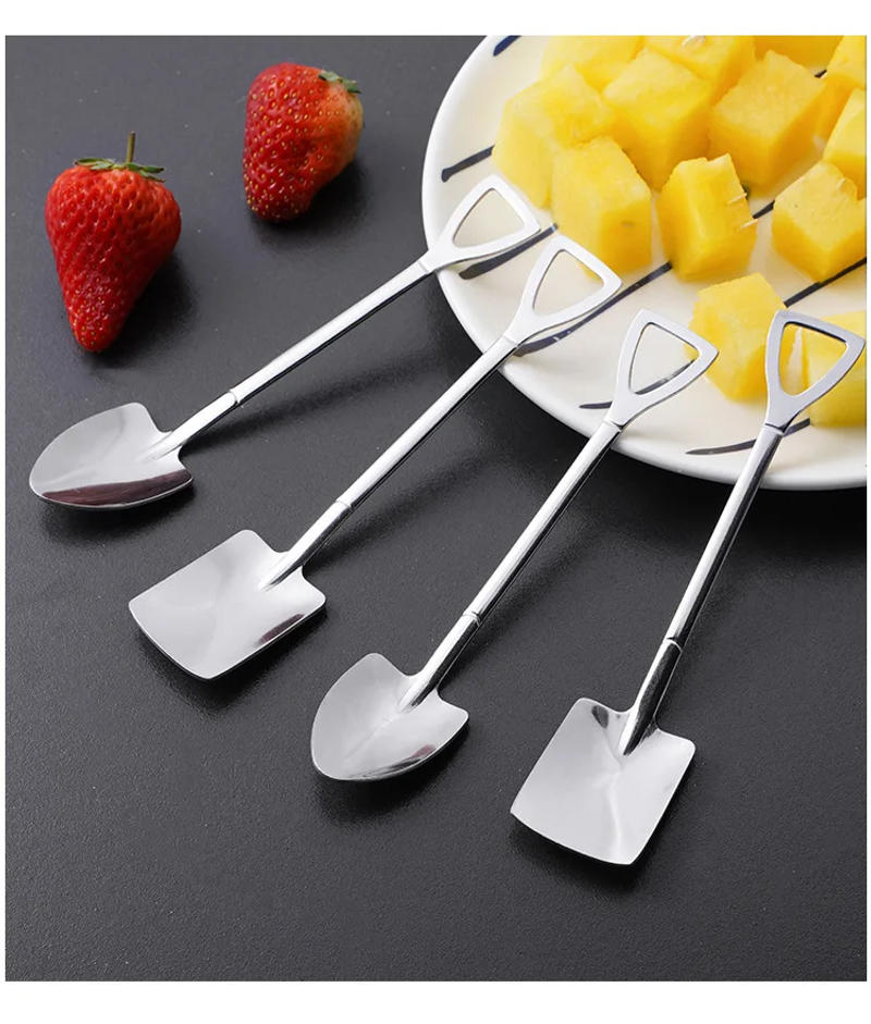 Description Picture 5 of item4Pcs/Set Shovel Spoons Stainless Steel TeaSpoons Coffee Ice Cream Dessert Tableware Scoop Kitchen Accessories