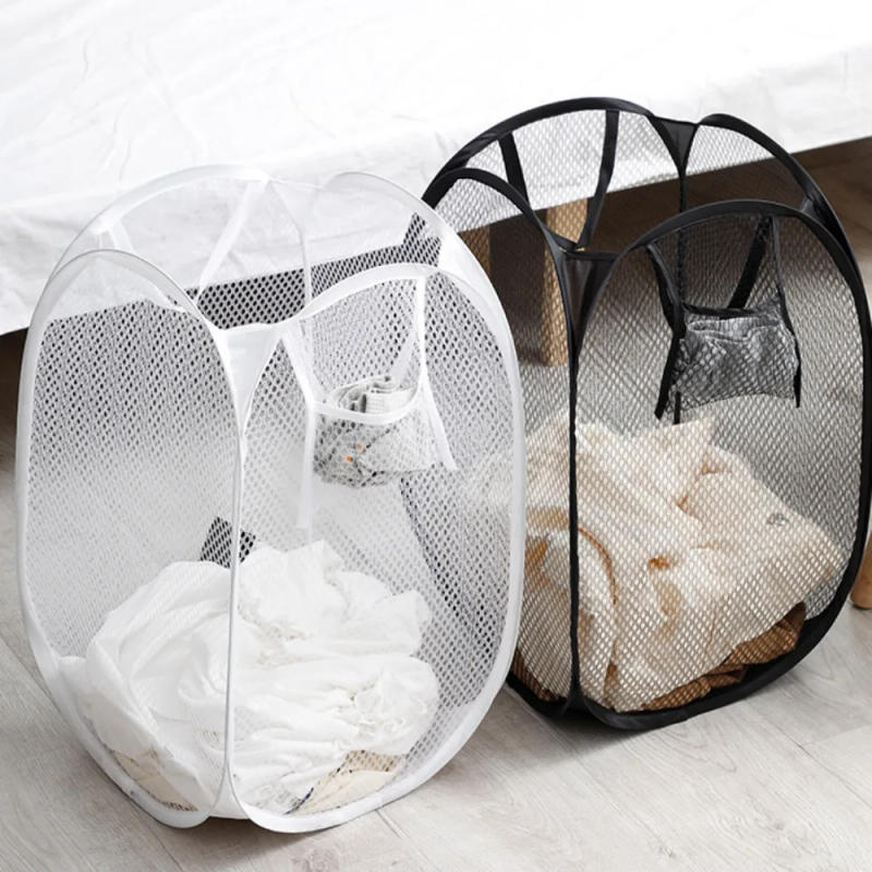 Description Picture 2 of itemFolding Laundry Basket Organizer for Dirty Clothes Bathroom Clothes Mesh Storage Bag Household Wall Hanging Basket Frame Bucket