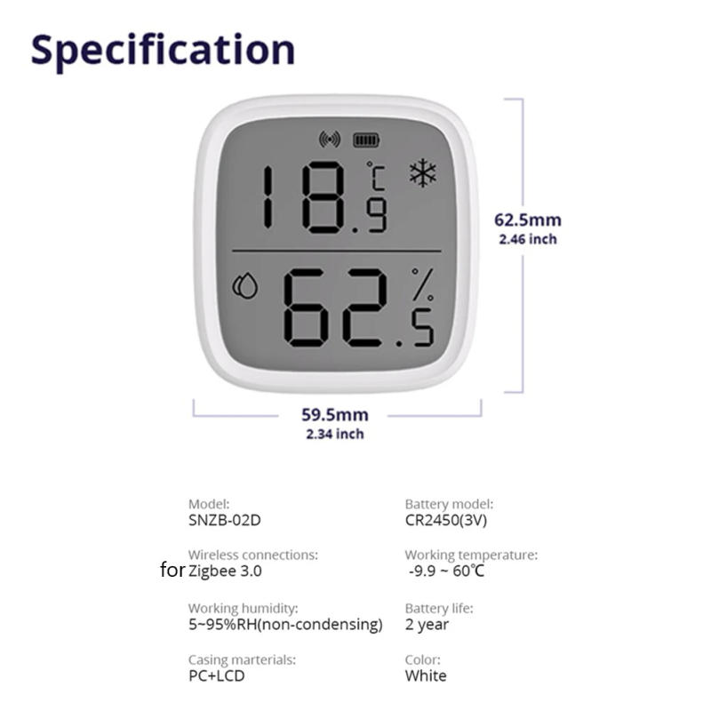 Description Picture 5 of item1pc For SONOFF SNZB-02D Wireless LCD Display Temperature Humidity Sensor Home Personal Care Appliance Accessories
