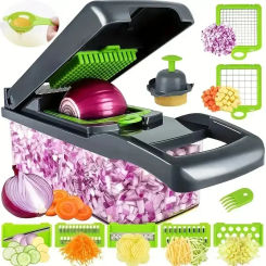 16pcs/Set Vegetable Chopper Multifunctional Vegetable Cutter, Onion Cutter, Vegetable Cutter, Kitchen Gadget For Restaurant Use