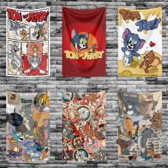 90X150CM T-TomS and J-JerryS Cat Mouse Flag Polyester Digital Printed Game Tapestry Curtain For Decor