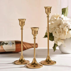 3Pcs/Set Chinese Style Metal Candle Holders Simple Golden Wedding Decoration Bar Party Living Room Home Decor Candlestick