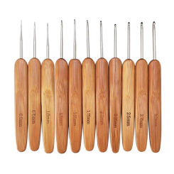 Crochet Hooks Ergonomic Crochet Needles Bamboo Wooden Handle  Crochet Hook Weave Yarn Craft Hand Weave Tool Knitting Needles
