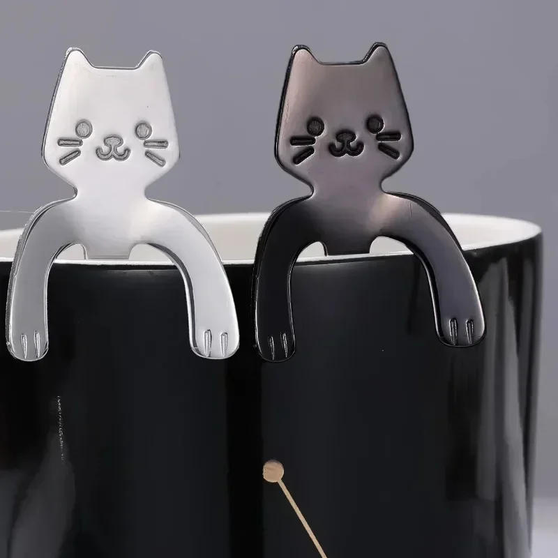 Description Picture 6 of itemStainless Steel Cat Coffee Spoon Mini Cute Cat Shaped Teaspoons Ice Cream Dessert Spoons Scoops Kitchen Tableware Gadgets