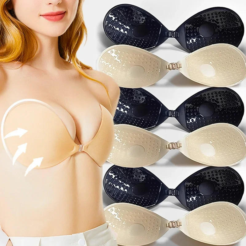 Description Picture 3 of itemWomen's Invisible Strapless Adhesive Stick Bra Strapless Push Up Bras Lingerie Seamless Silicone Nipple Cover Bralette Underwear