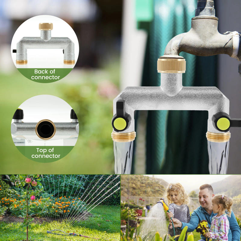 Description Picture 5 of item3/4 Inch 2 Way Hose Splitter Zinc Alloy Garden Hose Splitter Rustproof Hose Connector Splitter for Outdoor Gardening Lawn Care